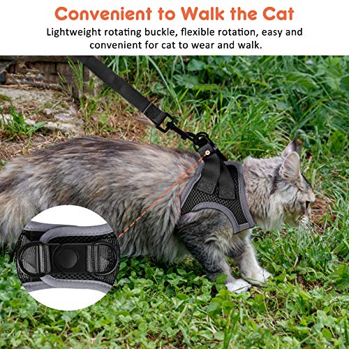 FAYOGOO Cat Harness and Leash for Walking Escape Proof, Adjustable Cat Leash and Harness Set, Lifetime Replacement, Lightweight Kitten Harness, Easy Control Breathable Cat Vest with Reflective Strip