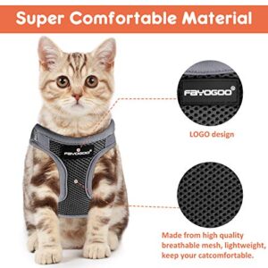 FAYOGOO Cat Harness and Leash for Walking Escape Proof, Adjustable Cat Leash and Harness Set, Lifetime Replacement, Lightweight Kitten Harness, Easy Control Breathable Cat Vest with Reflective Strip