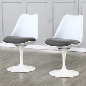 bacyion swivel dining chair set for 2 - mid-century modern dining room chairs pedestal leisure chairs, white kitchen chairs set of 2 pieces (highclass grey)