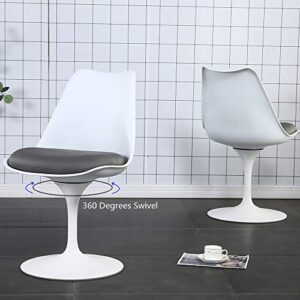 Bacyion Swivel Dining Chair Set for 2 - Mid-Century Modern Dining Room Chairs Pedestal Leisure Chairs, White Kitchen Chairs Set of 2 Pieces (Highclass Grey)