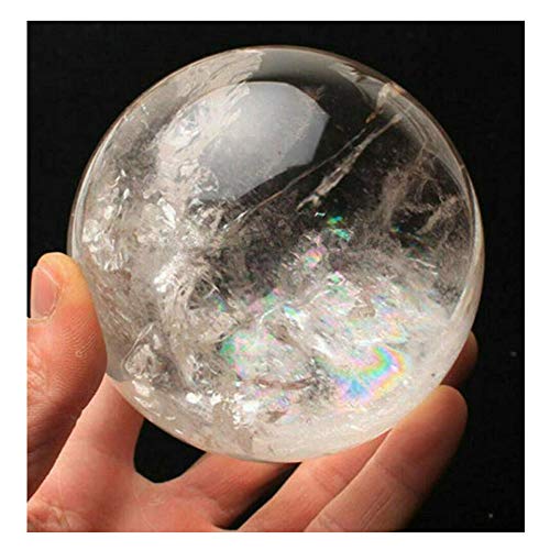 Wixine 1Pcs 35-40mm Rare Clear Natural Rainbow Large Quartz Crystal Sphere Ball Healing Stone