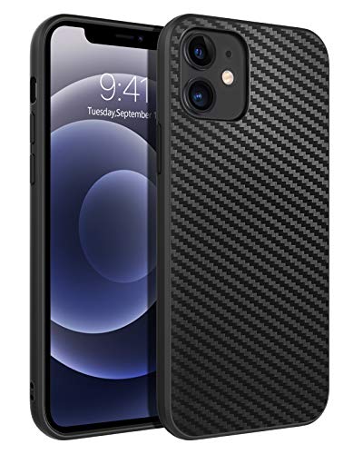 BENTOBEN Campatible with iPhone 12 Case and iPhone 12 Pro Case 6.1 inch (2020),Slim Thin Shockproof Protective Hybrid Hard PC Soft TPU Bumper Drop Protection Boys Men Phone Covers, Black/Carbon Fiber