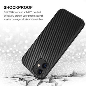 BENTOBEN Campatible with iPhone 12 Case and iPhone 12 Pro Case 6.1 inch (2020),Slim Thin Shockproof Protective Hybrid Hard PC Soft TPU Bumper Drop Protection Boys Men Phone Covers, Black/Carbon Fiber