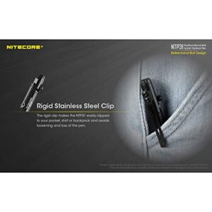 Nitecore NTP31 Bolt Action Tactical Pen with Tungsten Steel Glass Breaker and LumenTac Organizer