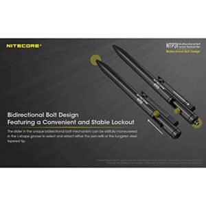 Nitecore NTP31 Bolt Action Tactical Pen with Tungsten Steel Glass Breaker and LumenTac Organizer