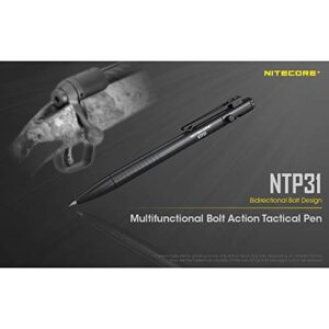 Nitecore NTP31 Bolt Action Tactical Pen with Tungsten Steel Glass Breaker and LumenTac Organizer