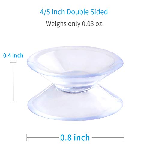 Pawfly 20 Pack Double Sided Suction Cups 4/5 Inch Clear PVC Plastic Sucker for Glass Table Mirror