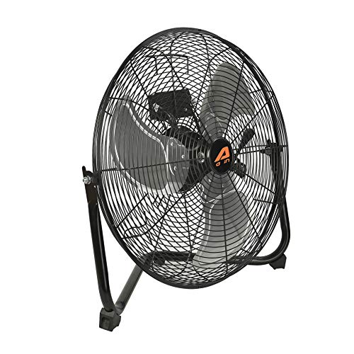 Aain(R AFAN10 20'' High Velocity Floor Fan, 6000 CFM Heavy Duty Metal Floor Fans,3 Speed Settings, Black