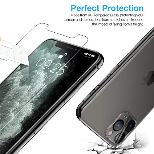 LK 3 Pack iPhone 11 Pro Max Screen Protector & 3 Pack Lens Protector, 9H Tempered Glass, Scratch-Proof, Alignment Tool Attached, Bubble-Free Screen Protector for iPhone 11 Pro Max, 6.5-Inch, Clear