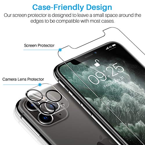 LK 3 Pack iPhone 11 Pro Max Screen Protector & 3 Pack Lens Protector, 9H Tempered Glass, Scratch-Proof, Alignment Tool Attached, Bubble-Free Screen Protector for iPhone 11 Pro Max, 6.5-Inch, Clear