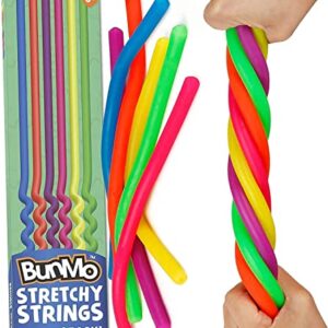 BUNMO Stretchy Sensory Toys Super Bundle - 6 Original Stretchy Strings & 6 Textured Fidget Toys (12 Strings)