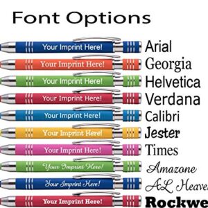 Express Pencils™ - Soft Touch Custom Pens with Stylus Personalized Metal Printed Name Pens - Black Ink - Imprinted Message of Choice - 12 pcs/pack (Assorted)