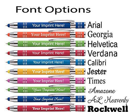 Express Pencils™ - Soft Touch Custom Pens with Stylus Personalized Metal Printed Name Pens - Black Ink - Imprinted Message of Choice - 12 pcs/pack (Assorted)