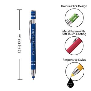 Express Pencils™ - Soft Touch Custom Pens with Stylus Personalized Metal Printed Name Pens - Black Ink - Imprinted Message of Choice - 12 pcs/pack (Assorted)