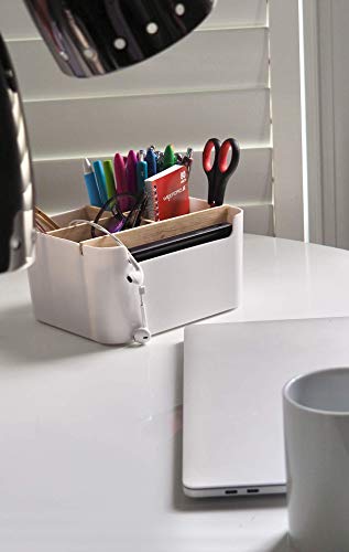 Multi-Purpose Organizer & Storage Box, Remote Control Holder, MakeUp holder, Modern Desk Side Organizer, Bathroom Caddy for Home/ Office - Desk Storage Box, Cell Phone Box, Pen & Pencil Holder