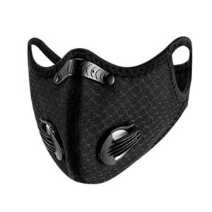 bb67 usa in stock adult's unisex reusable activated carbon face bandanas breathable riding face coverings with 5 filters and 2 breath valving