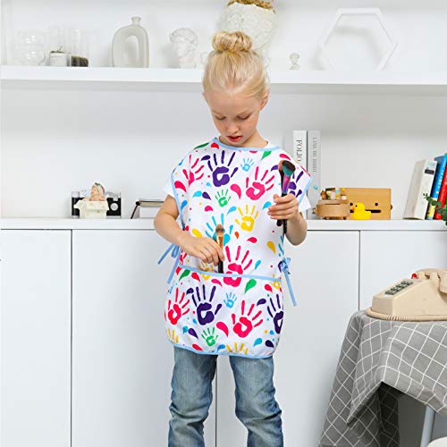 Kids Art Smock Girls Boys Artist Painting Apron with Pockets Sleeveless Smocks for Child 2-7 Years