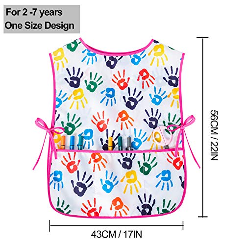 Kids Art Smock Girls Boys Artist Painting Apron with Pockets Sleeveless Smocks for Child 2-7 Years