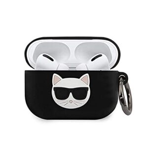 karl lagerfeld klacapsilchbk cover protects docking station for wireless headphones airpods pro black silicone choupette