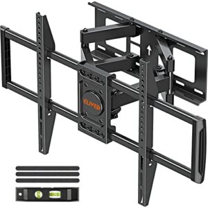 elived tv wall mount for most 37-82 inch flat screen tvs, swivel and tilt full motion tv mount bracket with articulating dual arms, max vesa 600x400mm, 100 lbs. loading, fits 16" wood studs, yd3003