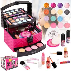 awefrank kids makeup kit for girls toys, toddler makeup set, real safe & non-toxic & washable for endless fun and creativity, perfect princess gift & valentines day gifts for ages 3-12