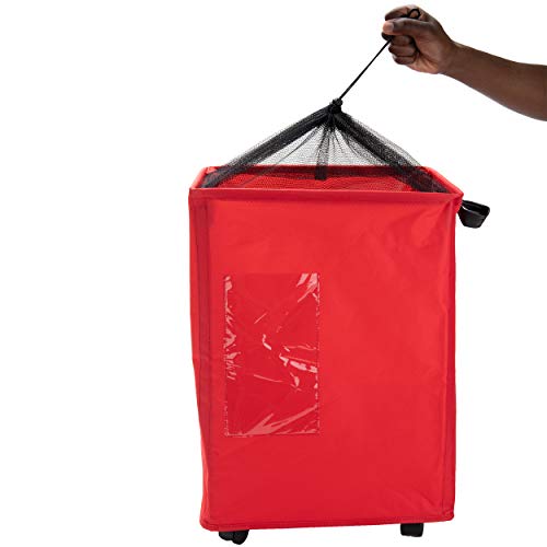Mind Reader 65 Liter Rolling Laundry Hamper, Fabric Laundry Basket, Dirty Clothes Storage, Bathroom, Bedroom, Closet, Laundry Room, Red