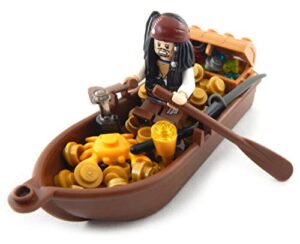 booster bricks lego jack sparrow w/ boat minifigure bundle loaded treasure chest, gold, jewels + potc minifig