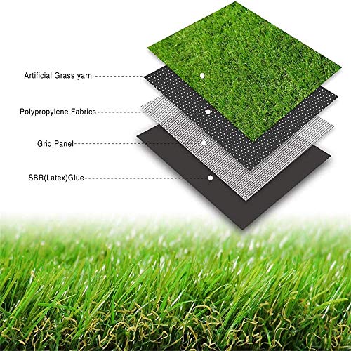 Sigetree Realistic Artificial Grass Turf,Indoor Outdoor Carpet Pet Dog Mat Synthetic Thick Fake Grass Rug for Garden Backyard Balcony Landscape,3FT X 8FT