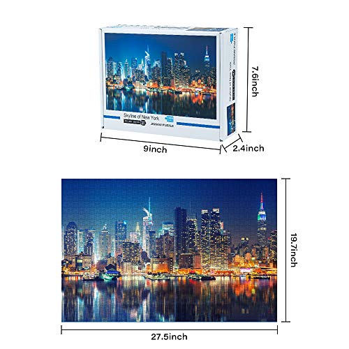 New York City Skyline Puzzles Art 1000 Pieces Jigsaw Puzzles,DIY Puzzles Educational Brain Challenge Games for Adults Kids Gifts