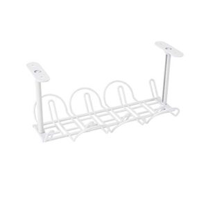 youngl cable management tray - kitchen organizer self adhesive tidy strong cable rack shelf with hanging basket, eavy metal wire cable tray for desks, offices, and kitchens