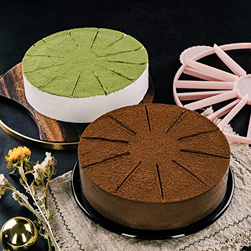 Round Cake Slice & Pie Slicer Marker, Cake Divider, Cheesecake Cutter, Double Sided Cake Portion Marker, 10 or 12 Slices-Works for Cakes Up To 16-Inches Diameter