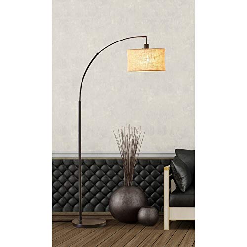 MISC Burlap Antique Bronze Arc Floor Lamp