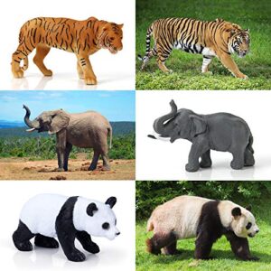 Elf Lab Safari Animal Figures, 12PCS Jungle Zoo Animals Toys, Realistic Wildlife Plastic African Animals Playset, Learning Educational Toy, Christmas Birthday Gift for Kids Children Toddlers 3-5