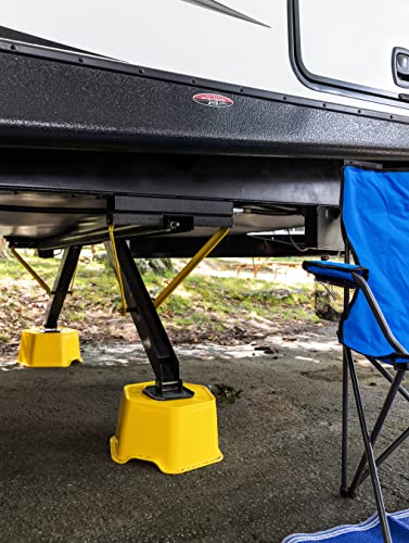 Camco Heavy-Duty Stabilizer RV Jack Support | Provides 7-inches of Lift and Stability for RV Jacks | Compatible with 10-inch Round Jack Pads | Features a 6,000 lb. Rating | Yellow (44421)