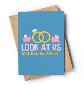 funny anniversary card for him or her with envelope | original anniversary present for wife, husband, girlfriend, boyfriend. | joke card for valentine's day for men or women