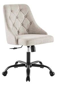 modway distinct tufted swivel upholstered office chair, black beige 23 x 20.5 x 32