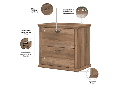 Bush Furniture Yorktown 2 Drawer Lateral File Cabinet in Reclaimed Pine