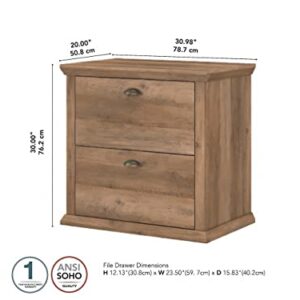 Bush Furniture Yorktown 2 Drawer Lateral File Cabinet in Reclaimed Pine