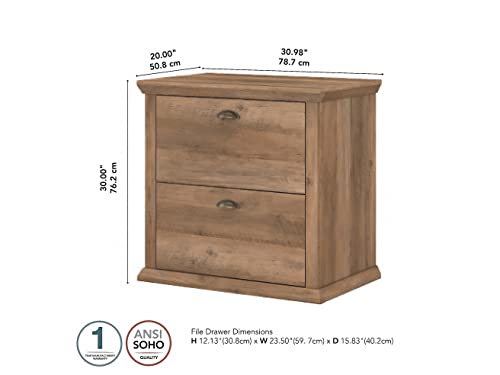 Bush Furniture Yorktown 2 Drawer Lateral File Cabinet in Reclaimed Pine