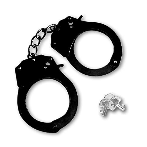 HOHAJIU Toy Handcuffs with Keys Metal Handcuffs Party Supplies Accessory Stage Party Props Pretend Play Handcuffs for Kids (Black)