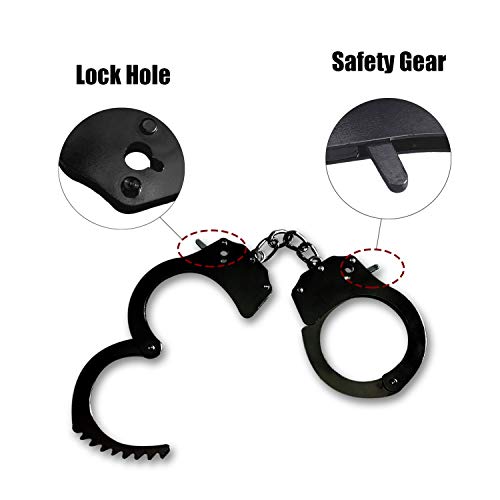 HOHAJIU Toy Handcuffs with Keys Metal Handcuffs Party Supplies Accessory Stage Party Props Pretend Play Handcuffs for Kids (Black)