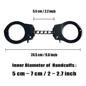 HOHAJIU Toy Handcuffs with Keys Metal Handcuffs Party Supplies Accessory Stage Party Props Pretend Play Handcuffs for Kids (Black)