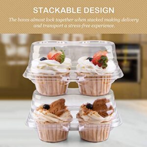 HIMETSUYA 2 Cavity Cupcake Boxes-Stackable Regular Cupcake Carrier Holder, Thicker Clear Cupcake Boxes, Non-slip High Topping Cupcake Containers for Cupcakes, Muffins (50)