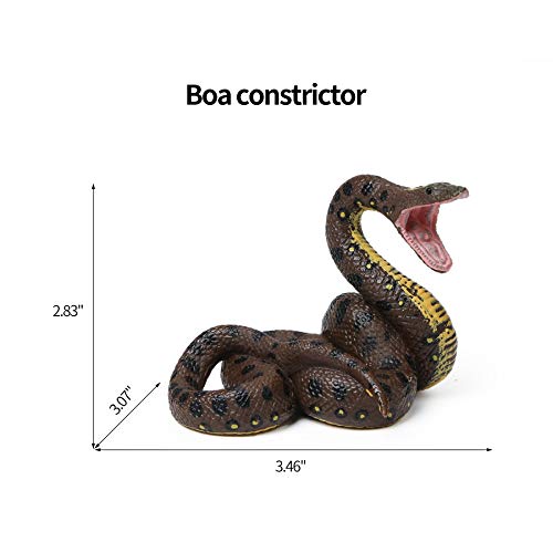 UANDME 8pcs Fake Snakes Toy Figurines Realistic Fake Snake Prank Rubber Snake Props Scary Snake Toy Scare Birds, Cobra Snake, Boa Constrictor, Coral Snake, Rattlesnake Wild Life Figures