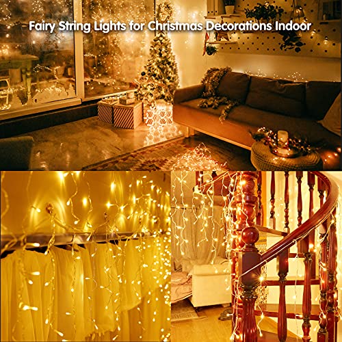 KiflyTooin Led Christmas Lights Outdoor Christmas Decorations Hanging Lights 400LED 8 Modes 75 Drops, Outdoor Indoor Fairy String Lights for Party, Holiday, Wedding Decorations (Warm White)