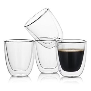enindel 3028.01 double wall insulated glass, espresso cups, clear latte cup, 5.4 oz, set of 4