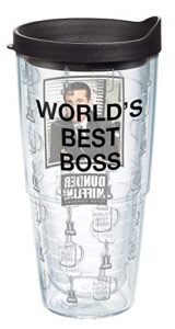 tervis made in usa double walled the office insulated tumbler cup keeps drinks cold & hot, 24oz, worlds best boss