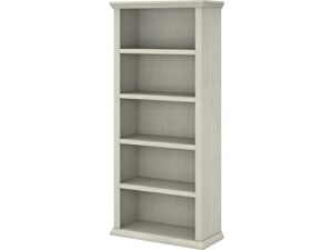 bush furniture yorktown tall 5 shelf bookcase, white oak