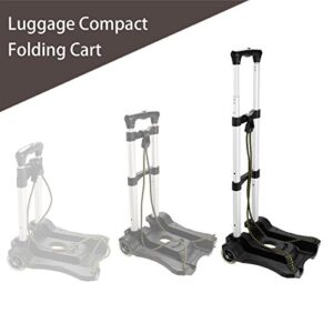 Portable Hand Truck Aluminum Folding Luggage Cart Lightweight Compact Trolley with Elastic Hook Rope for Travelling Moving Luggage Personal and Office Use 80 LB