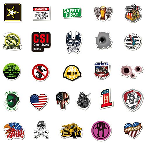 Hard Hat Stickers 105pcs Funny Construction Sticker Pack Vinyl Waterproof Tool Box Electrician Worker Helmet Decors for Teens Adult Men Guitar Laptop Accessories